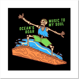 Ocean's Roar Skeleton Beach Party Posters and Art